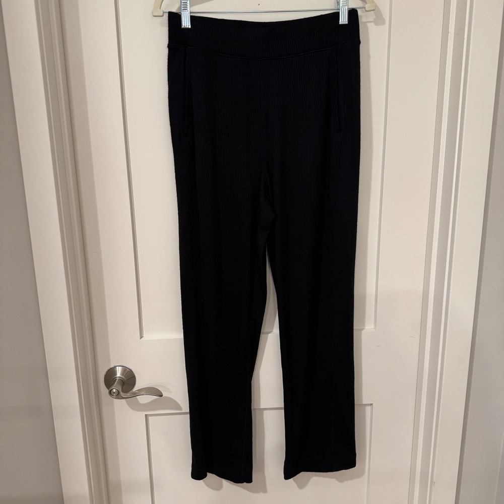 Rag & Bone Black Ribbed Knit Wide Leg Pants High Rise Women's Size Medium